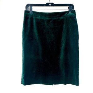 Lord & Taylor Velvet Green Business Holiday Christmas Skirt Size 2